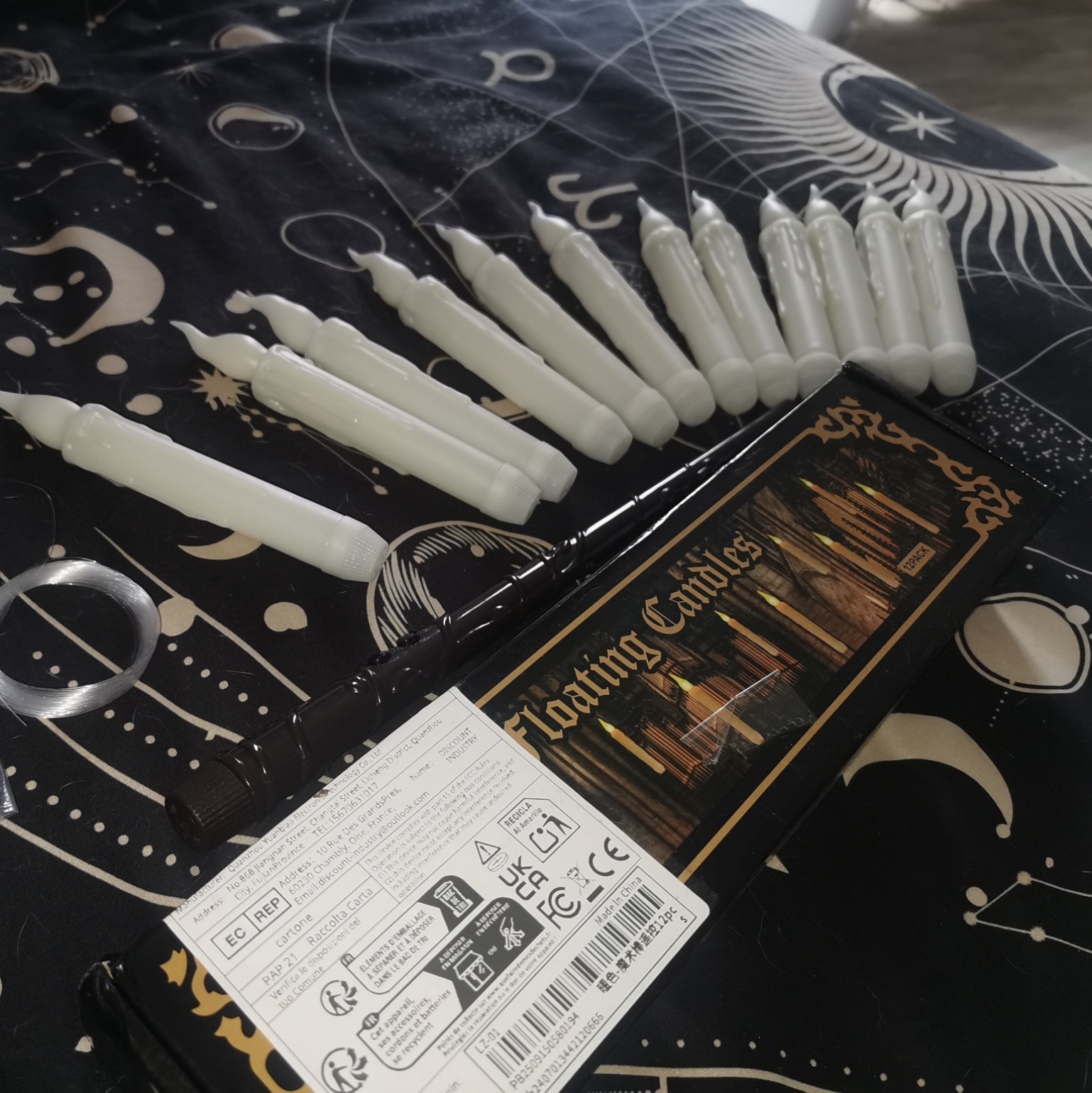 Floating LED candle set with wand and fishing line 12 pack